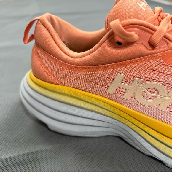 Hoka One One Womens Bondi 8 Size 6.5(B) Peach Running Shoes Sneakers 1127952 - Picture 12 of 14